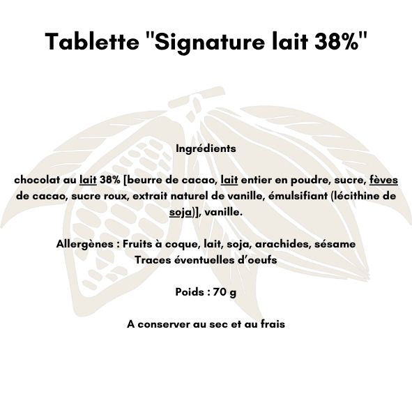 Tablette "Signature lait 38%"